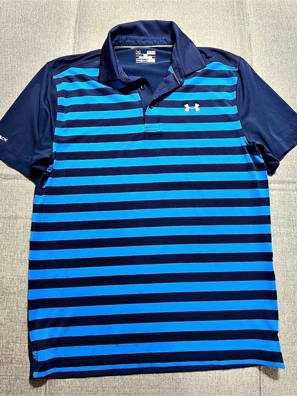 Under Armour Men's Striped Polo Blue & Black Size Large Like New